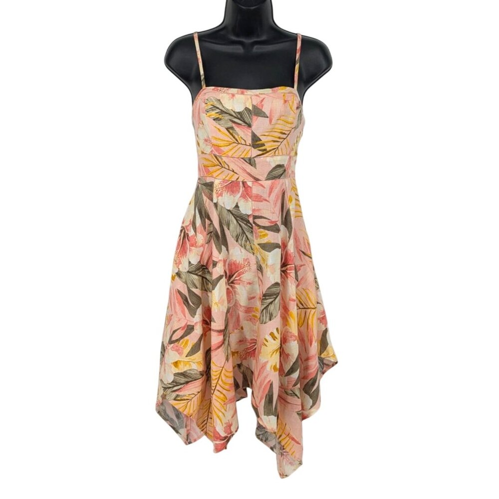 Joie Linen Floral Handkerchief Dress Spaghetti Strap Tropical Resort Y2K Size 2